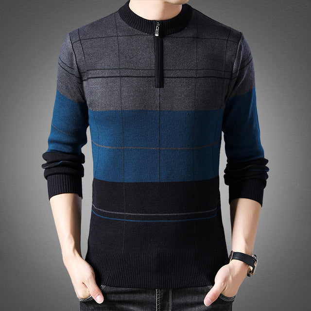 2020 New Fashion Brand Sweaters Mens Half Zip Pullover Slim Fit Jumpers