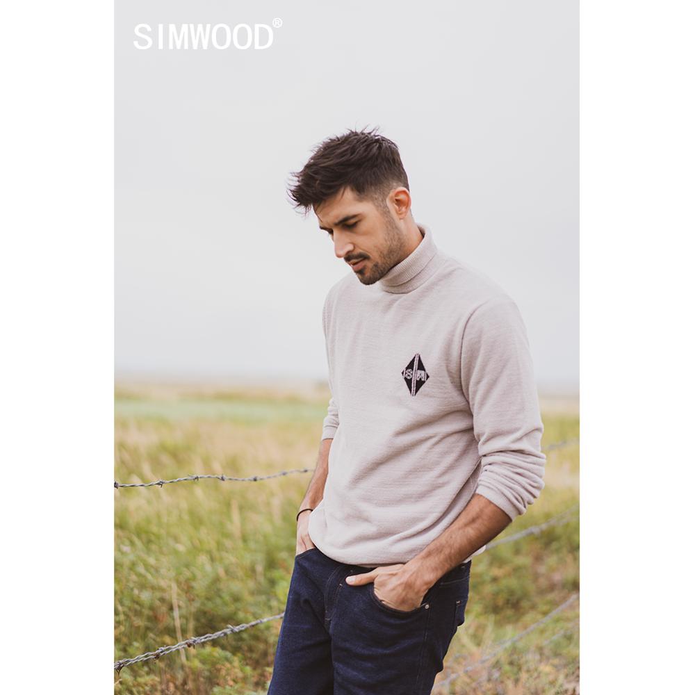 SIMWOOD 2019 autumn winter new turtleneck sweater men casual high quality